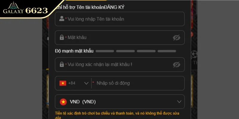 Cung cấp thông tin khởi tạo account mới